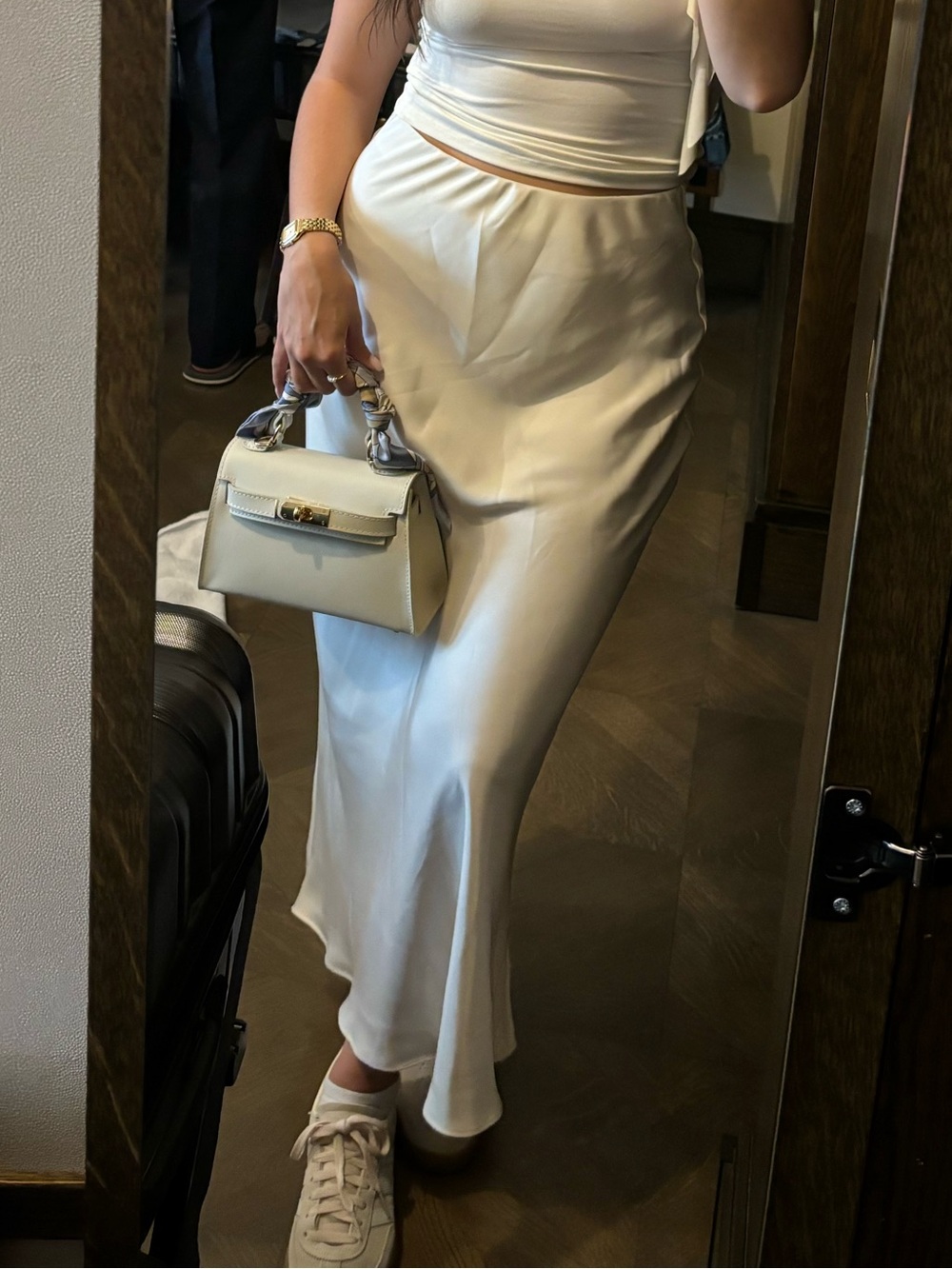 zara cream satin maxi skirt